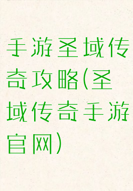 手游圣域传奇攻略(圣域传奇手游官网)