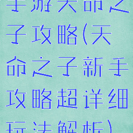 手游天命之子攻略(天命之子新手攻略超详细玩法解析)