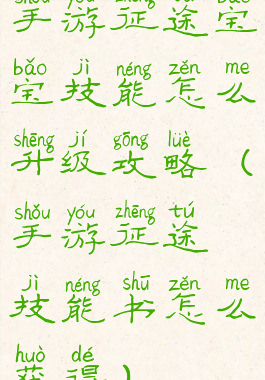 手游征途宝宝技能怎么升级攻略(手游征途技能书怎么获得)
