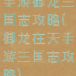 手游御龙三国志攻略(御龙在天手游三国志攻略)