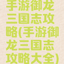 手游御龙三国志攻略(手游御龙三国志攻略大全)