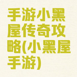 手游小黑屋传奇攻略(小黑屋手游)