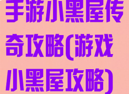 手游小黑屋传奇攻略(游戏小黑屋攻略)