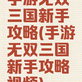 手游无双三国新手攻略(手游无双三国新手攻略视频)