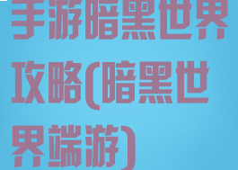 手游暗黑世界攻略(暗黑世界端游)