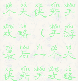 手游最后一个大侠新手攻略(手游最后一个大侠新手攻略图)