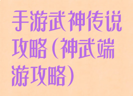 手游武神传说攻略(神武端游攻略)