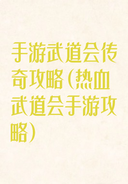 手游武道会传奇攻略(热血武道会手游攻略)