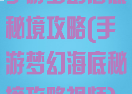 手游梦幻海底秘境攻略(手游梦幻海底秘境攻略视频)