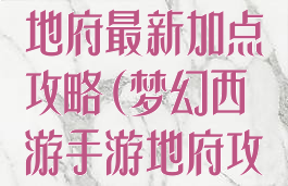 手游梦幻西游地府最新加点攻略(梦幻西游手游地府攻略怎么加点)