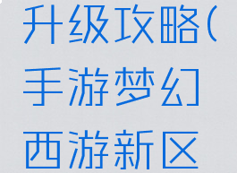 手游梦幻西游新区升级攻略(手游梦幻西游新区升级攻略大全)