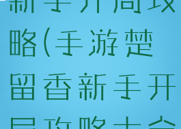 手游楚留香新手开局攻略(手游楚留香新手开局攻略大全)