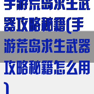 手游荒岛求生武器攻略秘籍(手游荒岛求生武器攻略秘籍怎么用)
