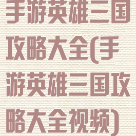 手游英雄三国攻略大全(手游英雄三国攻略大全视频)