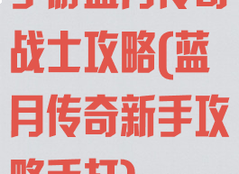 手游蓝月传奇战士攻略(蓝月传奇新手攻略手打)