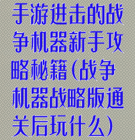 手游进击的战争机器新手攻略秘籍(战争机器战略版通关后玩什么)