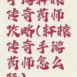 手游轩辕传奇药师攻略(轩辕传奇手游药师怎么玩)