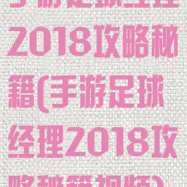 手游足球经理2018攻略秘籍(手游足球经理2018攻略秘籍视频)
