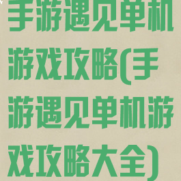 手游遇见单机游戏攻略(手游遇见单机游戏攻略大全)