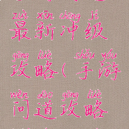 手游问道最新冲级攻略(手游问道攻略快速升级)