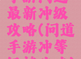 手游问道最新冲级攻略(问道手游冲等级榜攻略)