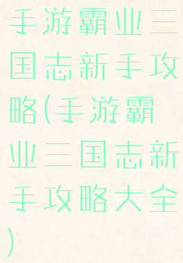手游霸业三国志新手攻略(手游霸业三国志新手攻略大全)