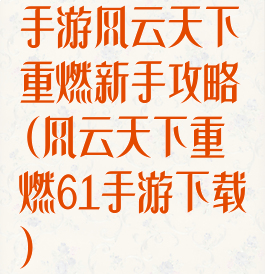 手游风云天下重燃新手攻略(风云天下重燃61手游下载)