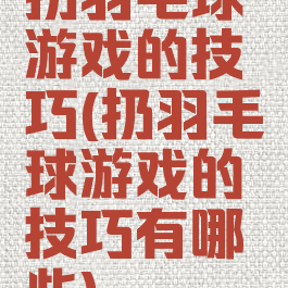 扔羽毛球游戏的技巧(扔羽毛球游戏的技巧有哪些)
