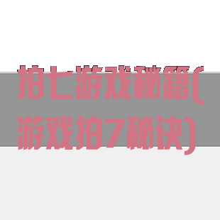 拍七游戏秘籍(游戏拍7秘诀)