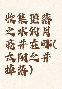 收集堕落之水的月亮井在哪(太阳之井掉落)