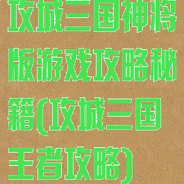 攻城三国神将版游戏攻略秘籍(攻城三国王者攻略)