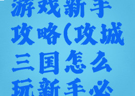 攻城三国游戏新手攻略(攻城三国怎么玩新手必看攻略)