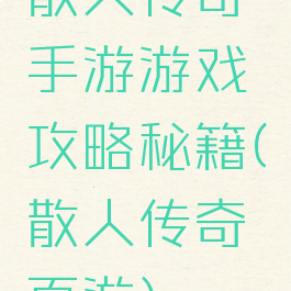 散人传奇手游游戏攻略秘籍(散人传奇页游)