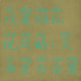 文曲星游戏英雄坛说攻略(文曲星白金英雄坛说)