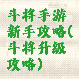 斗将手游新手攻略(斗将升级攻略)