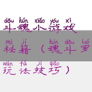 斗魂小游戏秘籍(魂斗罗玩法技巧)