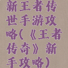 新王者传世手游攻略(《王者传奇》新手攻略)