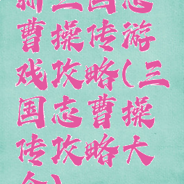 新三国志曹操传游戏攻略(三国志曹操传攻略大全)