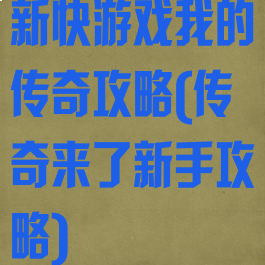 新快游戏我的传奇攻略(传奇来了新手攻略)