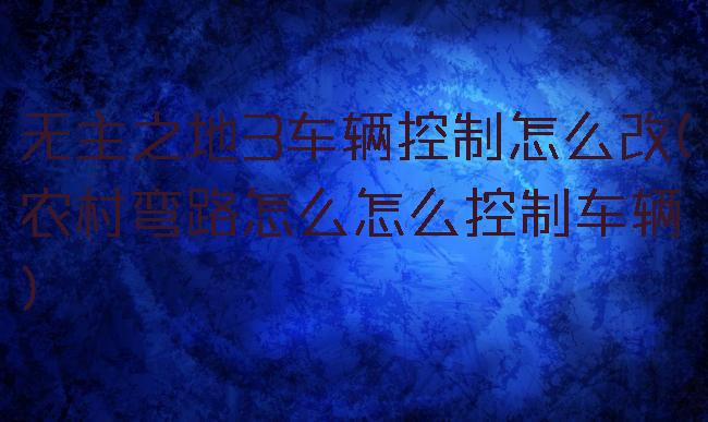 无主之地3车辆控制怎么改(农村弯路怎么怎么控制车辆)
