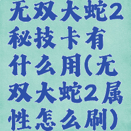 无双大蛇2秘技卡有什么用(无双大蛇2属性怎么刷)