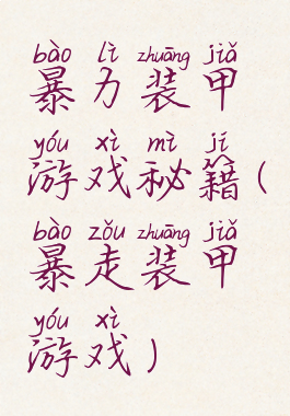 暴力装甲游戏秘籍(暴走装甲游戏)