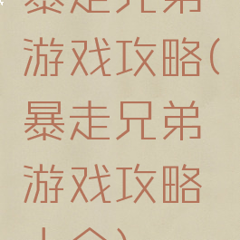 暴走兄弟游戏攻略(暴走兄弟游戏攻略大全)