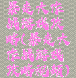 暴走大作战游戏攻略(暴走大作战游戏攻略视频)