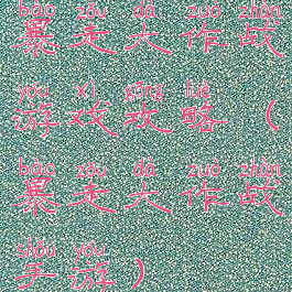 暴走大作战游戏攻略(暴走大作战手游)