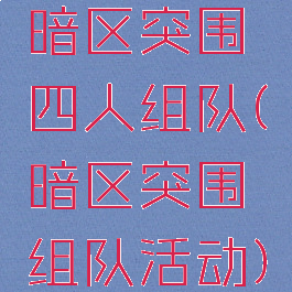暗区突围四人组队(暗区突围组队活动)