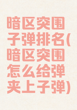 暗区突围子弹排名(暗区突围怎么给弹夹上子弹)