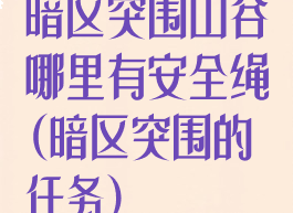 暗区突围山谷哪里有安全绳(暗区突围的任务)
