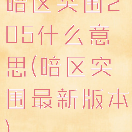 暗区突围205什么意思(暗区突围最新版本)