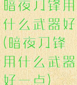 暗夜刀锋用什么武器好(暗夜刀锋用什么武器好一点)